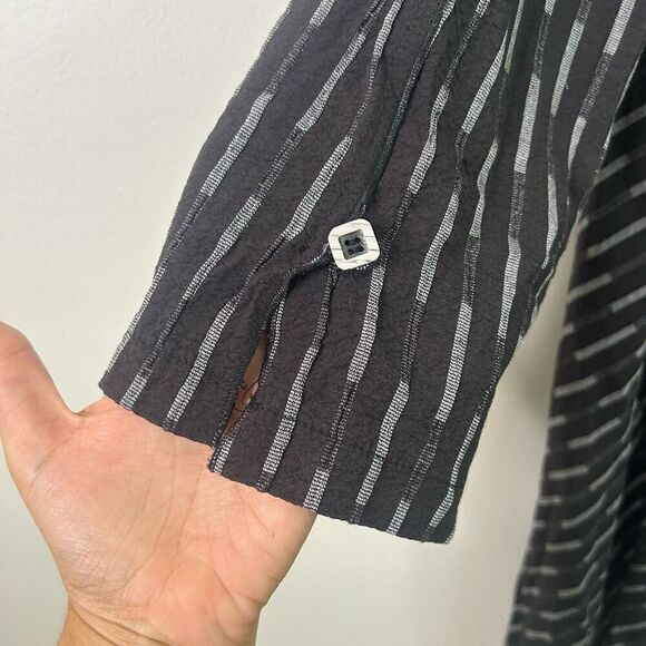 Habitat Black Striped Open Front Cardigan Jacket Women’s L Artsy Drape - Picture 4 of 11